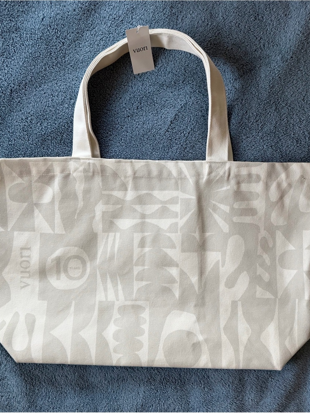 Vuori Cream Abstract Canvas Tote NWT
